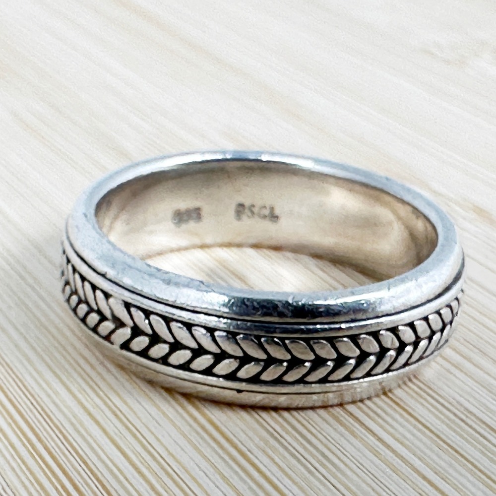 Men's‎ Sterling Silver 925 PSCL Peter Stone Spinner Ring Braided Celtic Size 10